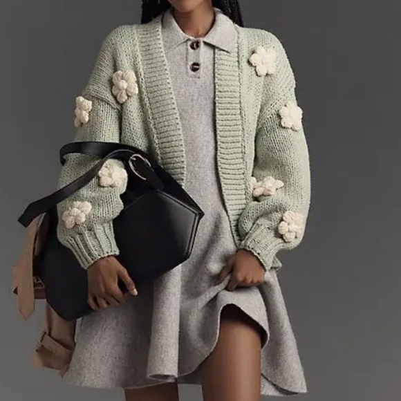 Maeve By Anthropologie The Susannah 3D Flower Cardigan Sweater - Picture 1 of 13
